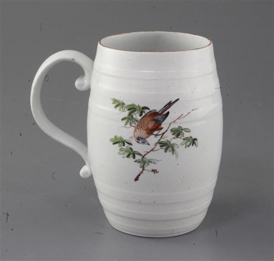 A Derby barrel-shaped cider mug, c.1760-5, h. 14.5cm
